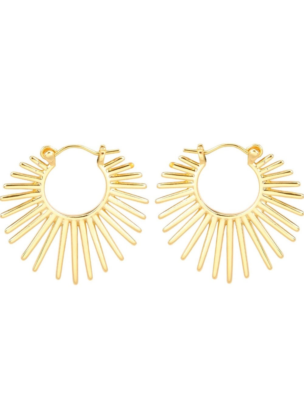 Gold Sunburst Hoop Earrings